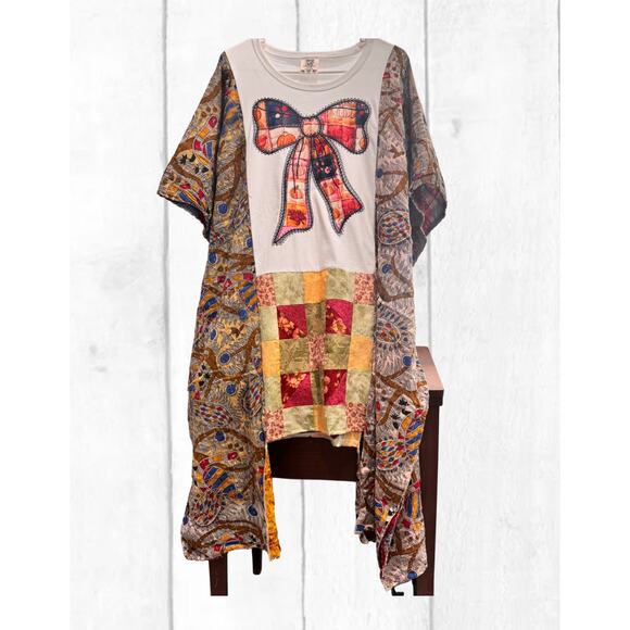Fall Patchwork Kantha Upcycle Dress One-Size fits S-3X - Picture 1 of 1